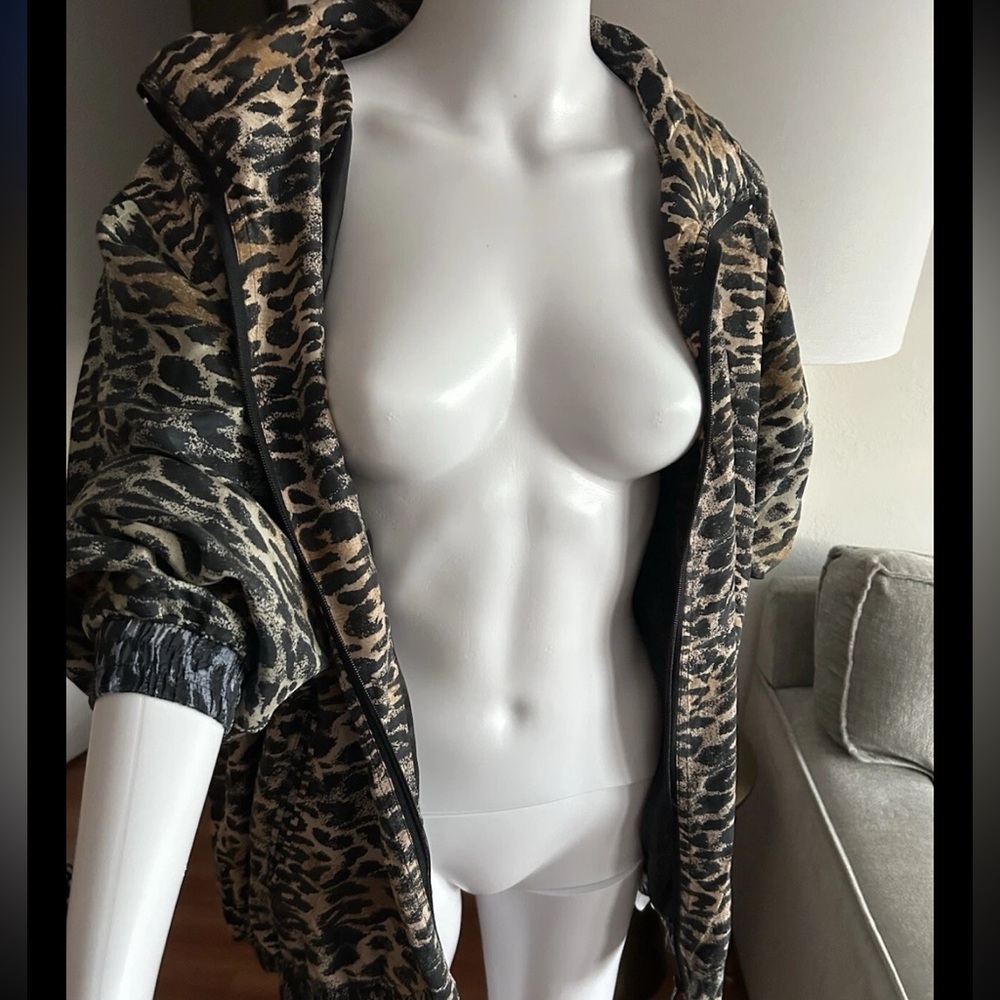 Vintage Leopard Print Oversized Silk Y2K 90’s Grunge Goth Bomber Jacket Size M - Picture 8 of 11
